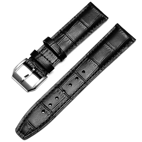 AHGDDA Beobachten Sie Armband für IWC Pilot Watches Portofino Portugieser Männer Strap Watch Accessorie Real Leder Uhren Band Uhrengürtelkette(Black-Silver Clasp1,21mm) von AHGDDA