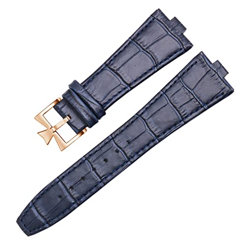 AHGDDA Das Echtlederarmband ist für die Edelstahlschließe Vacheron Constantin OVERSEAS Series 4500V 5500V P47040 geeignet(Blue Rose Gold) von AHGDDA