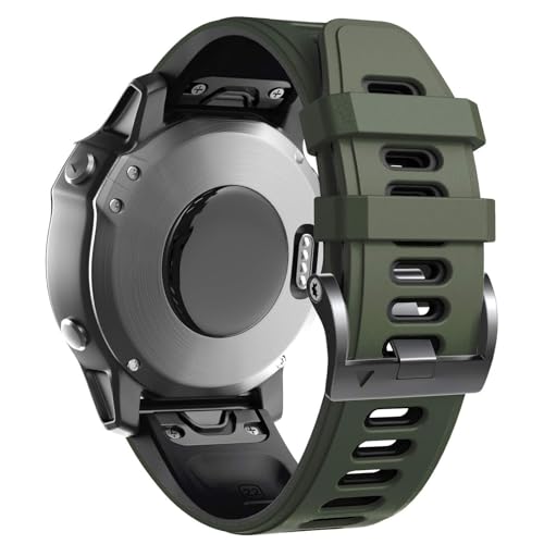 AHGDDA Für Fenix ​​8 Uhrenarmband/Fenix ​​7 Uhrenarmband/Fenix ​​5 Band 22 mm Silikon-Uhrenarmband Ersatz für Fenix ​​6 Pro/Fenix ​​5 Plus/Fenix ​​7 Pro(Olive Green-Black) von AHGDDA