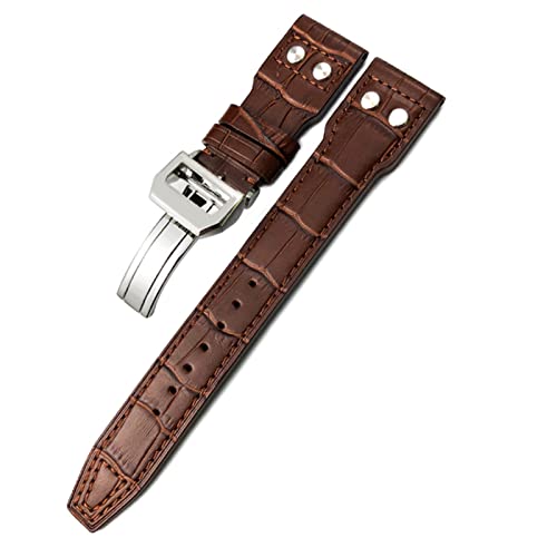 AHGDDA Für IWC Big Pilot Watch SPITFIRE Le Petit Prince Kalbslederarmband 20 mm 21 mm 22 mm Echtleder-Nietarmband(Brown brown Bamboo,20mm) von AHGDDA