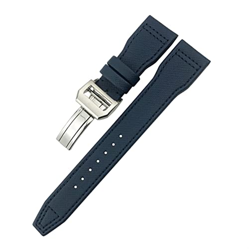 AHGDDA Für IWC Le Petit Prince Big Pilot IW3777 Schwarzes Sportfaser Segeltuch Uhrenarmband 20mm 21mm 22mm Nylon Lederarmband(Blue Square buckle,21mm) von AHGDDA
