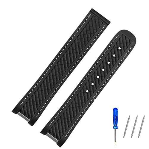 AHGDDA Gummi-Uhrenarmband-Zubehör ist geeignet für Omega-Uhren der Haima-Serie 220/210, wasserdichtes Silikonarmband für Herren, 20 mm(Black No buckle) von AHGDDA