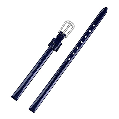 AHGDDA Mini Watch Band 6mm echtes Lederarmband Damen Fashion Watchband kleiner Riemen(Blue silver buckle) von AHGDDA
