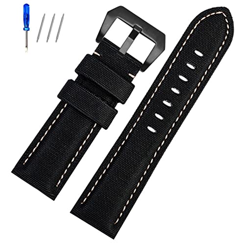 AHGDDA Panerai PAM441/01661 Lederarmband, Sportarmband, 22 mm, 24 mm, 26 mm, Schwarz / Blau, 22 mm, Achat von AHGDDA