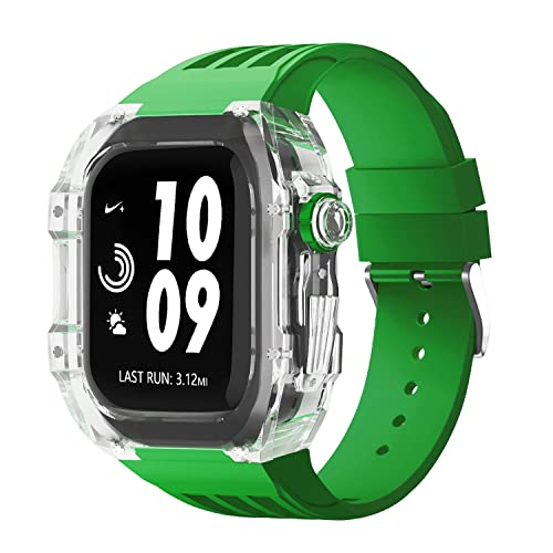 AHGDDA Schutzhülle für Apple Watch 45 mm Serie SE 56 5 4 7 8 44 mm, luxuriöses, transparentes Mod-Kit, Fluorkautschuk-Armbandabdeckung, 45 mm, Achat von AHGDDA