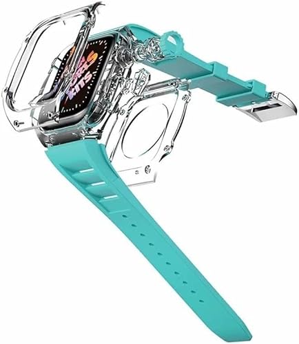 AHGDDA Transparentes Uhrengehäuse, Fluorkautschuk-Armband, Mod Kit, für Apple Watch 45 mm, Serie 8, 7, vollständig transparentes Lünettenarmband, Nachrüst-Set, für iWatch 44 mm, SE, 6, 5, 4, 45 mm, von AHGDDA