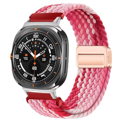 AHGDDA Uhrarmband Für Galaxy Watch Ultra Armband 47mm Zubehör Magnetisches Nylon geflochtenes Sportarmband Correa Galaxy Watch 7 Ultra Band(GradientP) von AHGDDA