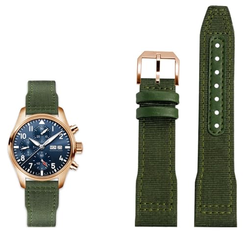 AHGDDA Uhrenarmband aus Leder und Nylon, 20 mm, 21 mm, 22 mm, geeignet für IWC Der kleine Prinz Big Pilot IW3777, Uhrenarmband aus schwarzem Segeltuch, 20mm von AHGDDA