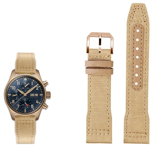 AHGDDA Uhrenarmband aus Leder und Nylon, 20 mm, 21 mm, 22 mm, geeignet für IWC Der kleine Prinz Big Pilot IW3777, Uhrenarmband aus schwarzem Segeltuch, 21mm von AHGDDA