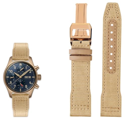 AHGDDA Uhrenarmband aus Leder und Nylon, 20 mm, 21 mm, 22 mm, geeignet für IWC Der kleine Prinz Big Pilot IW3777, Uhrenarmband aus schwarzem Segeltuch, 22mm von AHGDDA