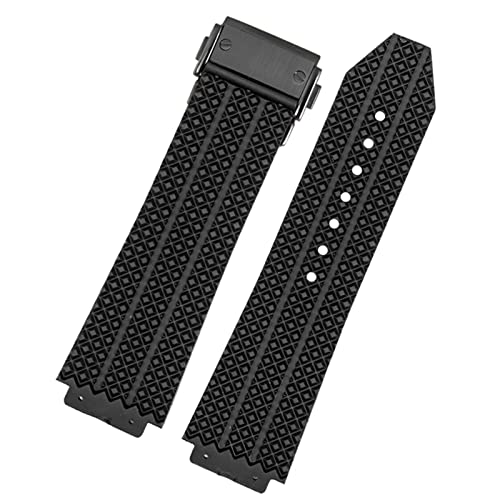 AHGDDA Uhrenarmband für HUBLOT BIG BANG Silikon 25 * 19 mm wasserdichtes Herren-Uhrenarmband Kette Uhrenzubehör Gummi-Uhrenarmband (Farbe: Partikelschwarz, Größe: 25-19 mm) von AHGDDA