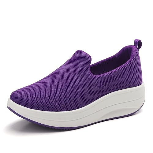 AHICO Damen Slip On Leicht Sportschuhe Atmungsaktiv Turnschuhe Running Outdoor Sneakers Straßenlaufschuhe Confort Freizeitschuhe Mesh von AHICO