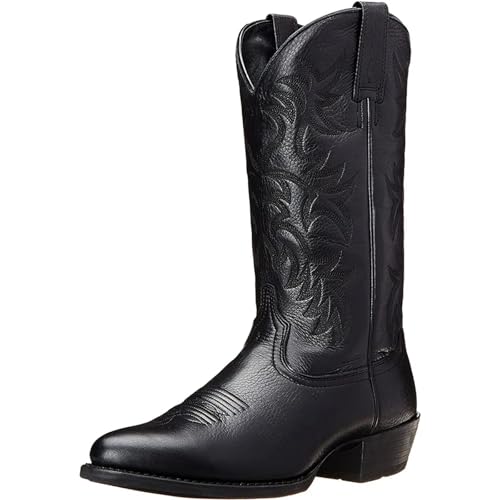 AHIOJEGX Cowgirl Stiefel Bequeme Stiefel Lederstiefel Knielang Herrenstiefel Herrenstiefel Casual Arbeitsstiefel for Männer Übergröße 46(Black,38) von AHIOJEGX
