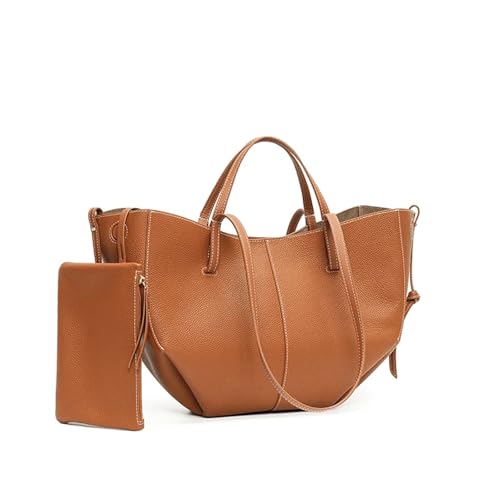 AHIOJEGX Ledertasche Damen Damen Leder Umhängetasche Handtasche Design Große Kapazität Totes(Brown) von AHIOJEGX