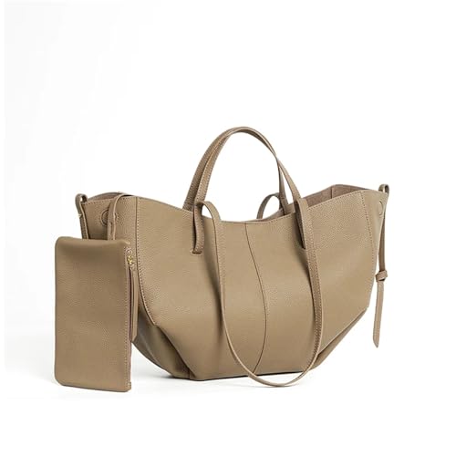 AHIOJEGX Ledertasche Damen Damen Leder Umhängetasche Handtasche Design Große Kapazität Totes(Khaki) von AHIOJEGX