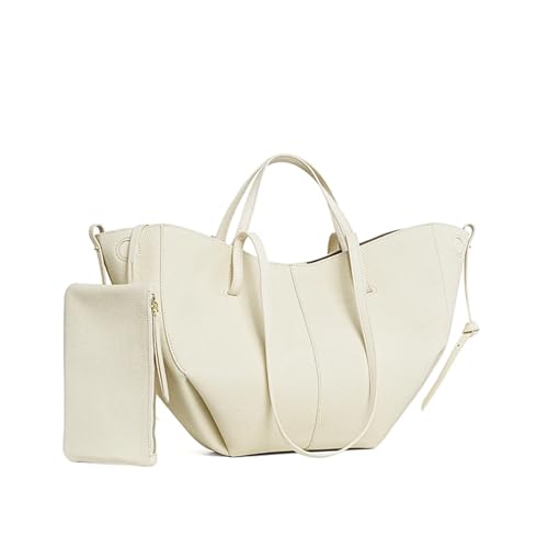 AHIOJEGX Ledertasche Damen Damen Leder Umhängetasche Handtasche Design Große Kapazität Totes(White) von AHIOJEGX