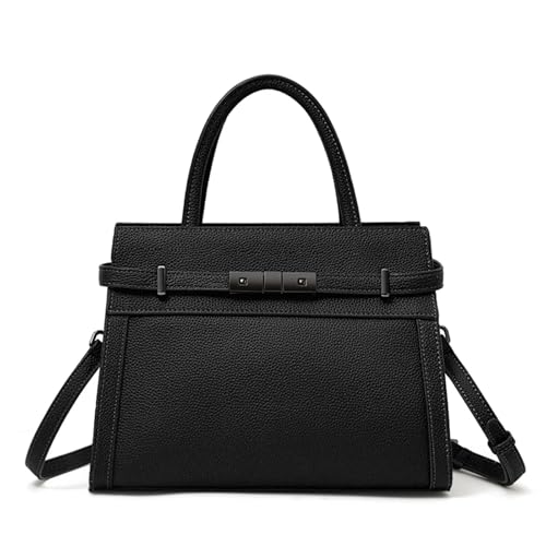 AHIOJEGX Ledertasche Damen Damen Original Hand Schulter einfache Einkaufstasche(Black) von AHIOJEGX