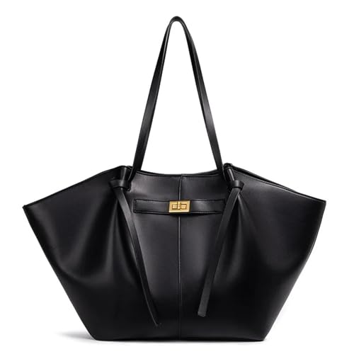 AHIOJEGX Ledertasche Damen Damen Shopper-Tasche aus weichem PU-Leder mit großer Kapazität for den Unterarm(Black) von AHIOJEGX