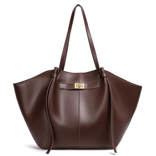 AHIOJEGX Ledertasche Damen Damen Shopper-Tasche aus weichem PU-Leder mit großer Kapazität for den Unterarm(Chocolate) von AHIOJEGX
