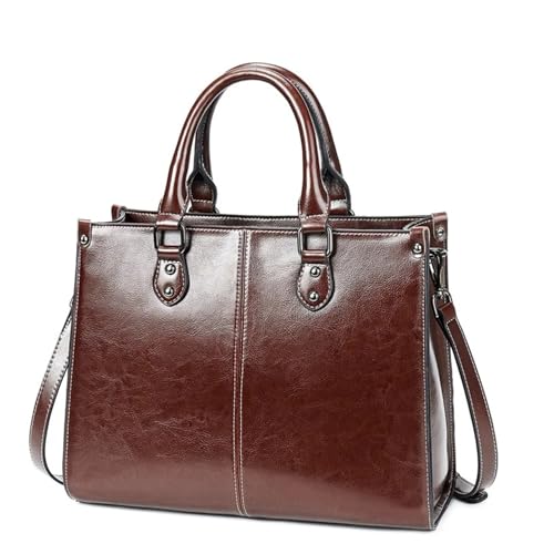 AHIOJEGX Ledertasche Damen Frauen Handtasche Cross Body Schulter Leder Shopping Büro Weibliche Messenger Top Griff Taschen(Coffee) von AHIOJEGX