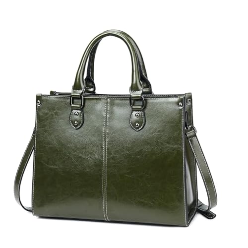 AHIOJEGX Ledertasche Damen Frauen Handtasche Cross Body Schulter Leder Shopping Büro Weibliche Messenger Top Griff Taschen(Green) von AHIOJEGX