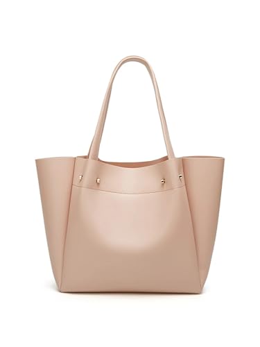 AHIOJEGX Ledertasche Damen Große Kapazität Plissee Tote Tasche Einkaufstasche Tragbare Handtasche One-Shoulder(Pink) von AHIOJEGX