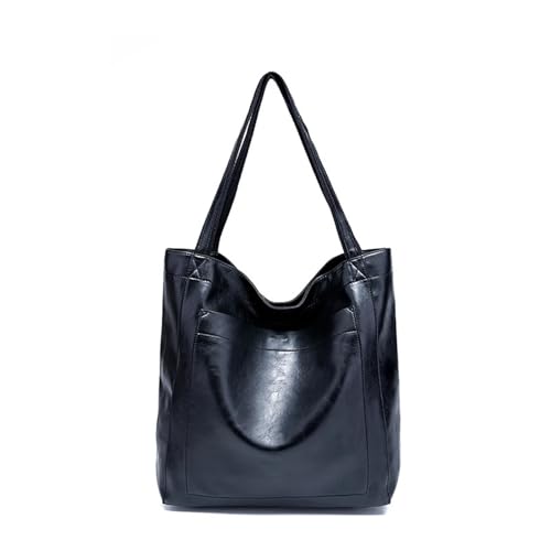 AHIOJEGX Ledertasche Damen Große Tragetasche, modische Retro-Umhängetasche aus Kunstleder, einfache, vielseitige Freizeithandtasche und Geldbörse for Damen(Black) von AHIOJEGX