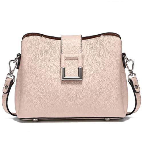 AHIOJEGX Ledertasche Damen Umhängetasche Pendler Große Eimer Handtasche Frauen Tote(Light Pink) von AHIOJEGX