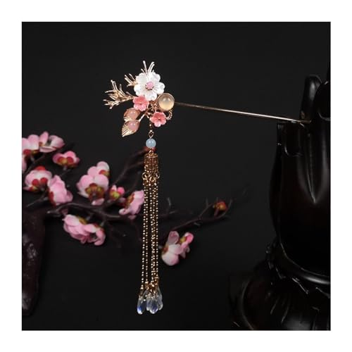 Haarstäbchen Haarstäbchen Hochzeit Haarschmuck for Frauen Blume Lange Quaste Haarnadeln Essstäbchen Tiara Haarschmuck(Style 11) von AHIOJEGX
