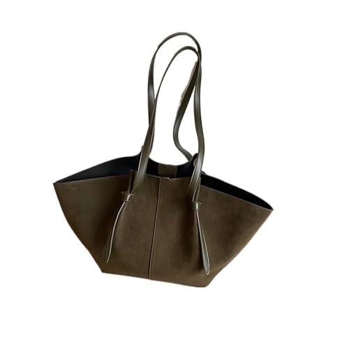 Ledertasche Damen Damen Wildleder Pure Große Kapazität Schulter Shopper Designer Handtaschen(Green) von AHIOJEGX