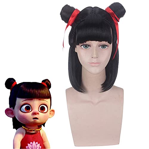 AHJSN gilt für Anime-Film Nuzar Nalakuvara Nezha Cosplay Perücke Hitzebeständiges Kunsthaar Ne Zha Young Kostüm Rollenspiel Perücken + Perückenkappe von AHJSN