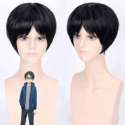 AHJSN gilt für Anime Your Lie in April Arima Kousei Perücke Cosplay Kostüme Schwarzes kurzes hitzebeständiges Faserhaar Halloween-Rollenspielperücken von AHJSN