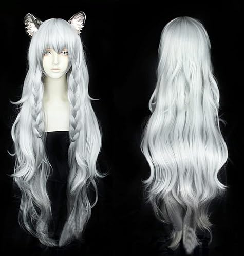 Arknights Pramanix Cosplay Perücken Hochtemperaturfaser Kunsthaar Grau Lang Kinky Wave Hair Mit gratis Haarnetz von AHJSN