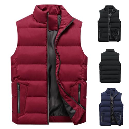 AHMXYG Herren Winter Steppweste mit Stehkragen Wärme Dicke Ärmellose Bodywarmer Slim Steppjacke Outdoorjacke (Rot, 3XL) von AHMXYG