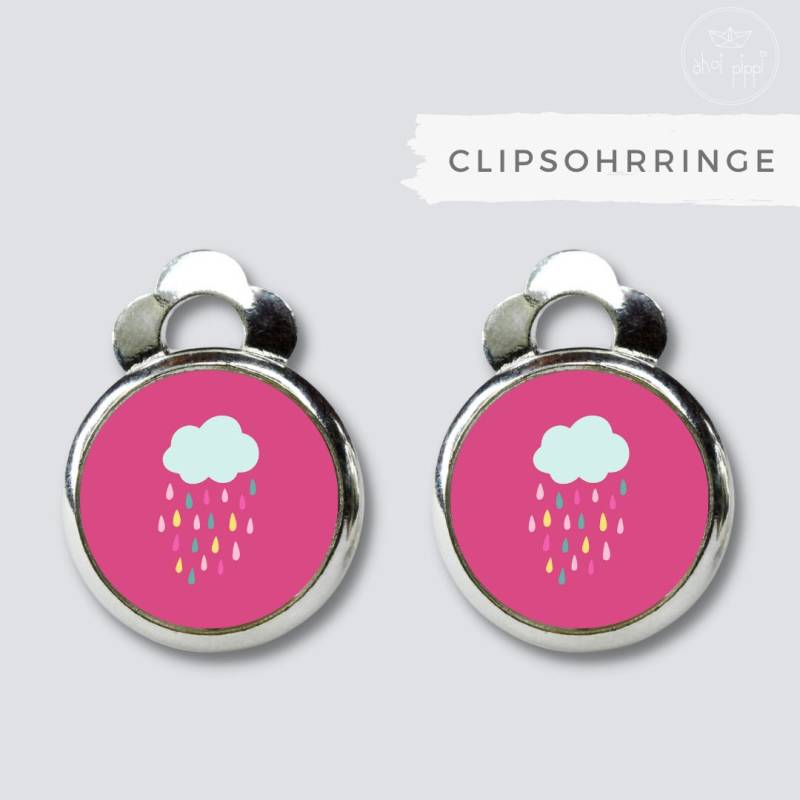 Clipsohrringe Mit Regenwolke Für Mädchen - Wolke Ohrringclips Regenbogen Tropfen Regentropfen Ohrschmuck Kinder Geschenk Geburtstag von AHOIPippi
