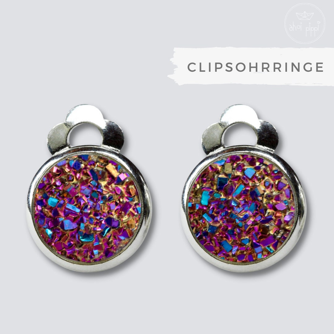Ohrclips Glitzer Lila // Ohrring Kristall Clipsohrringe, Ohrringe Ohne Ohrloch Kunstharz Kind Ohrclips Glitzer Lila // Ohrring Kristall Clipsohrringe, Ohrringe Ohne Ohrloch Kunstharz Kind von AHOIPippi