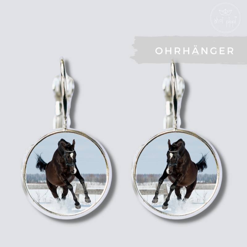 Ohrringe Mit Schwarzem Pferd Im Schnee - Ein Tolles Geschenk Für Alle Pferdefans von AHOIPippi