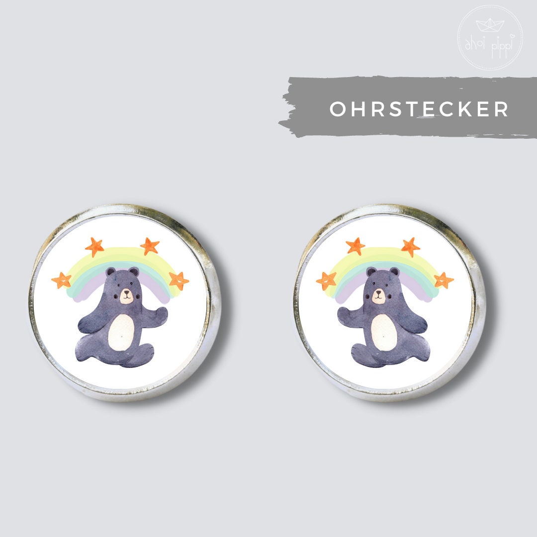 Ohrstecker Mit Teddybär Und Regenbogen Für Kinder - Ohrschmuck Mädchen Geschenk Geburtstag Ohrstecker Mit Teddybär Und Regenbogen Für Kinder - Ohrschmuck Mädchen Geschenk Geburtstag von AHOIPippi