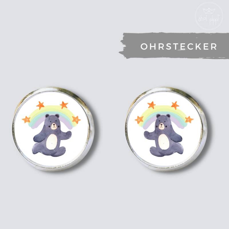 Ohrstecker Mit Teddybär Und Regenbogen Für Kinder - Ohrschmuck Mädchen Geschenk Geburtstag von AHOIPippi