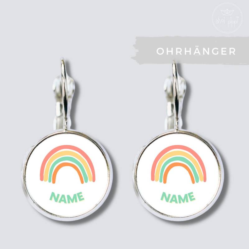 Personalisierte Ohrringe/Hängeohrringe Mit Namen Und Regenbogen Für Kinder - Tolle Individualisierte Ohrringe. Das Perfekte Geschenk von AHOIPippi