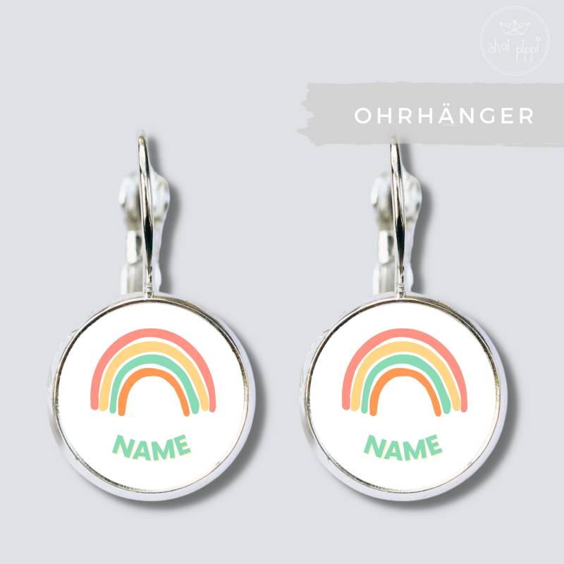 Personalisierte Ohrringe/Hängeohrringe Mit Namen Und Regenbogen Für Kinder - Tolle Individualisierte Ohrringe. Das Perfekte Geschenk von AHOIPippi