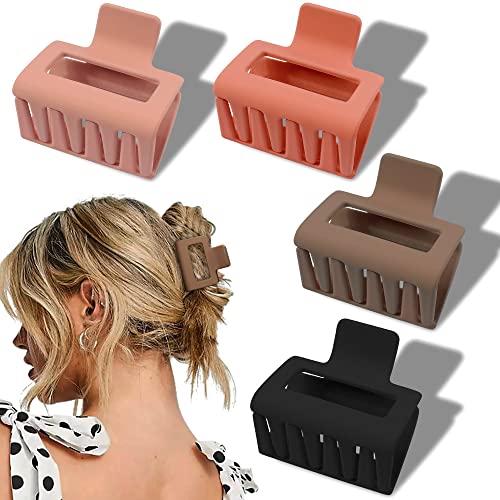Haarklammern für dünnes Haar, 5,1 cm, matte Haarspangen, quadratische Haarklammern, mittelgroße Haarklammern, Haarspangen für dickes Haar, niedliche Haarspangen für Frauen (neutrale Farbe), 4 Stück von AHONEY