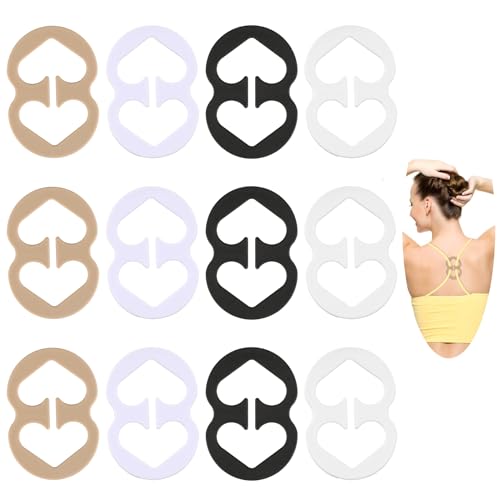 12 Stk BH Träger Clip,Racerback-BH-Clips Set,Damen BH Träger Halter,Unsichtbare Bra Träger,Rutschfeste BH Träger Klammer,für Racerback-Träger zu Verdecken Verhindern Schultergurte Rutschen BH Zubehör von AHQiZFX