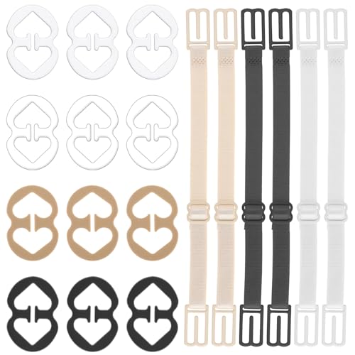 18 Stück BH-Träger,BH Träger Clips,Damen BH Träger Halter,Unsichtbare Bra Träger,Elastisch Verstellbarer BH-Träger Mit Bh-Clips,Anti-Rutsch-Schnalle BH-Clip,8-Förmige Bra Racerback-BH-Clips,BH Zubehör von AHQiZFX