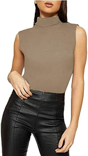 Damen Ärmelloses Rollkragen-Top mit hohem Halsausschnitt, Stretch, figurbetont, Größe 36-54, mokka, 38-40 Damen Ärmelloses Rollkragen-Top mit hohem Halsausschnitt, Stretch, figurbetont, Größe 36-54, mokka, 38-40 von AHR_Manchester_LTD