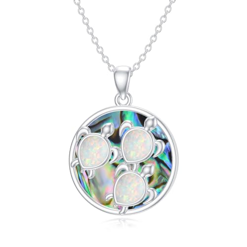 AHTAMOS Schildkröten-Halskette, 925er-Sterlingsilber, farbige Muscheln, Schildkröten-Anhänger, Halskette, Ozeanschildkröte, Schmuck für Damen und Mädchen, Sterlingsilber, Opal, Sterling Silber, Opal AHTAMOS Schildkröten-Halskette, 925er-Sterlingsilber, farbige Muscheln, Schildkröten-Anhänger, Halskette, Ozeanschildkröte, Schmuck für Damen und Mädchen, Sterlingsilber, Opal, Sterling Silber, Opal von AHTAMOS