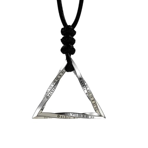 AHTCPO Retro-Halskette Mit Möbius-Streifen-Anhänger Aus 925er Sterlingsilber mit Römischen Ziffern für Herren und Damen, Schwarze Kordel(Triangle) von AHTCPO