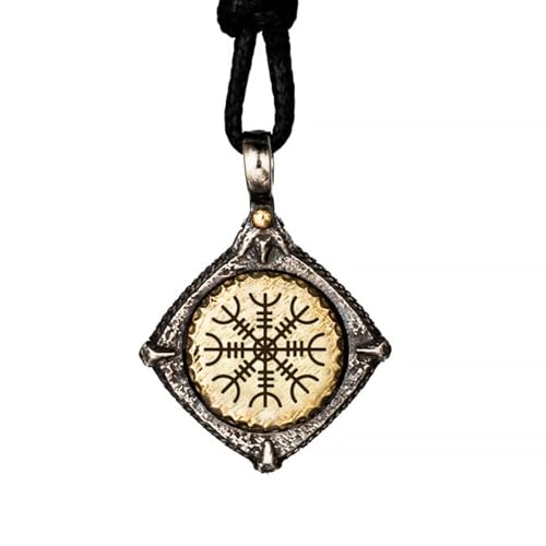 AHTCPO Ton 925 Sterling Silber Wikinger Anhänger Halskette für Männer Frauen Nordischen Schmuck Design(Pendant+wax cord) von AHTCPO