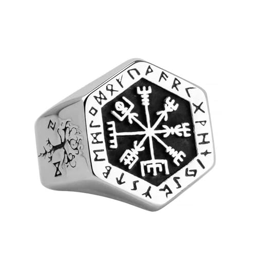 AHTCPO Wikinger-Kompass Ring – Nordischer Titanstahl-Verstellring für Männer im Abenteuer-Look(11) von AHTCPO