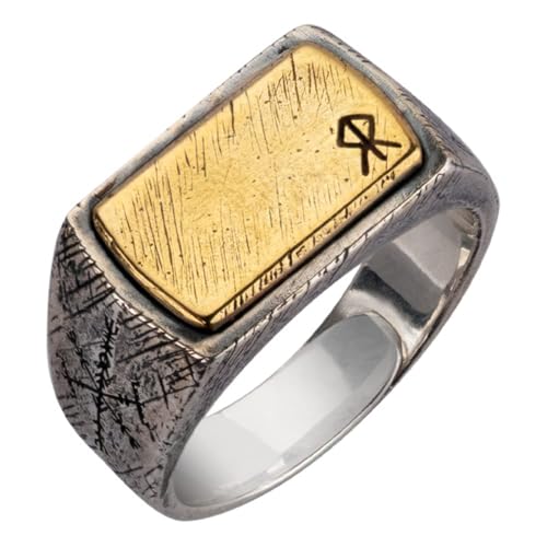 AHTCPO Wikinger-MjöLnir-Ring, 925er Silber – Nordischer Thorshammer-Runenschwanzring für Männer, Gothic-Kriegerschmuck, Verstellbarer Retro-Ring für den Kleinen Finger(Courage) von AHTCPO